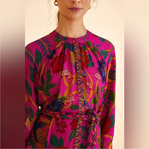 Farm Rio Sweet Forest Pink Mini Dress Size Small NWOT - Picture 4 of 7